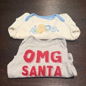 Old Navy Light Gray and Red Festive Bodysuit